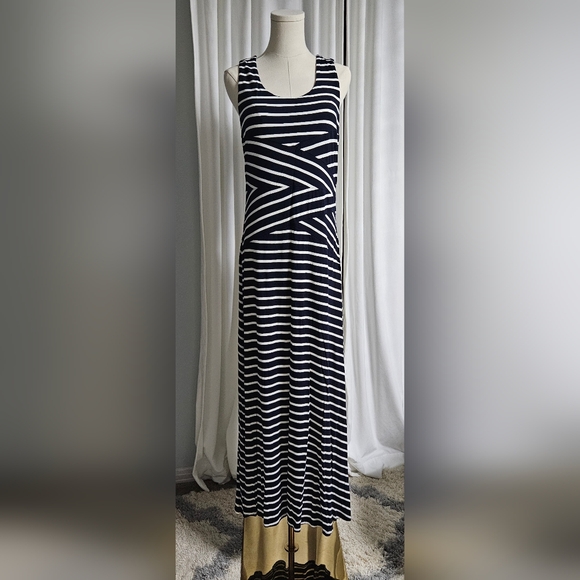 Calvin Klein Dresses & Skirts - Calvin Klein Navy and White Striped Maxi Dress